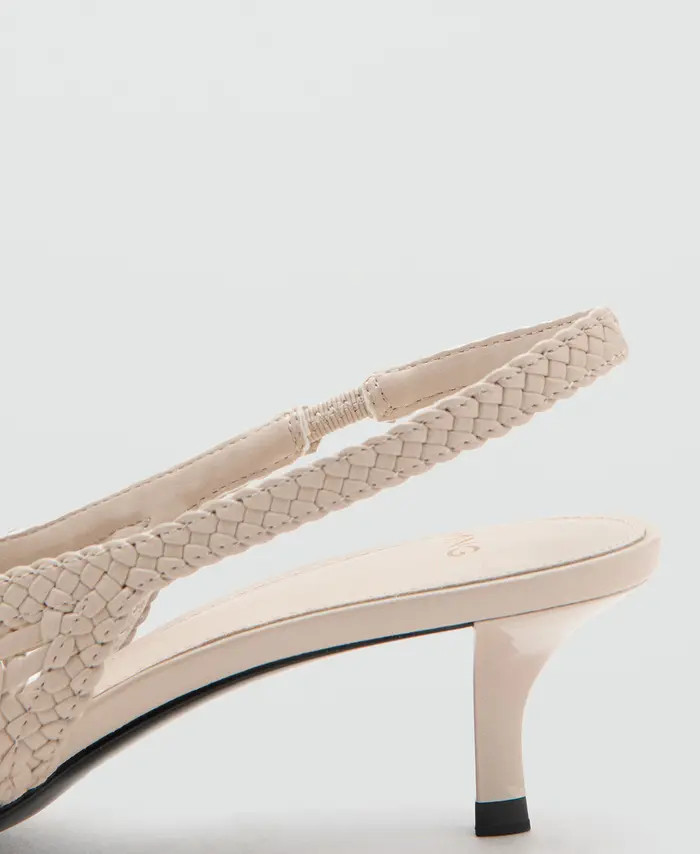 MANGO Woven Pointed Toe Slingback Kitten Heel Pump (Women) | Nordstrom | Nordstrom
