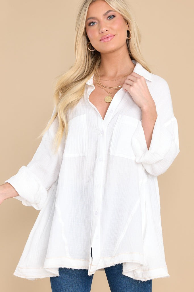 Unwritten Rules Off White Top | Red Dress 