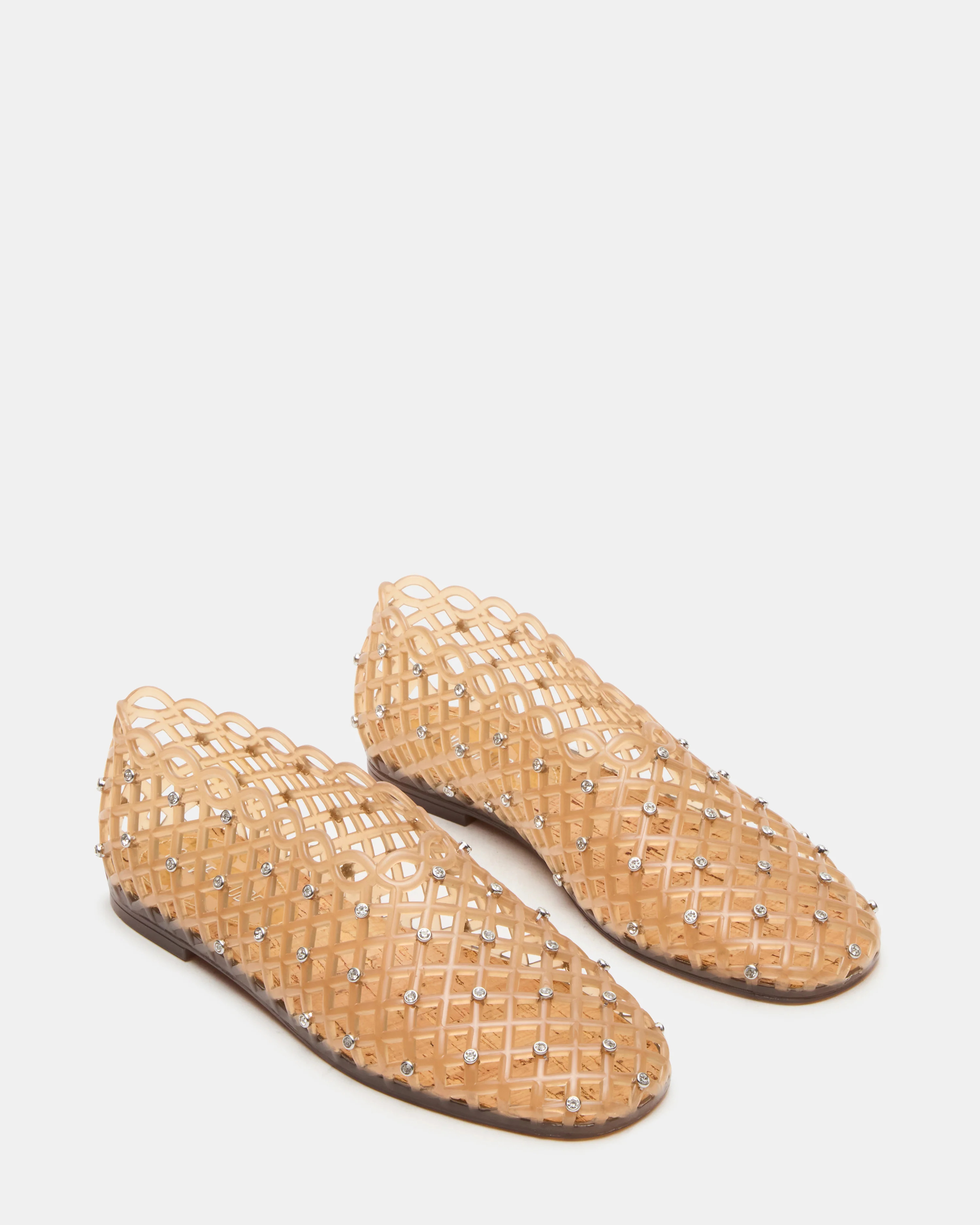 GROVE Tan Rhinestones Square-Toe Jelly Women's Flat | Steve Madden (US)