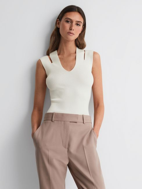 Reiss White Nina Fitted Double Strap Knit Vest | Reiss UK