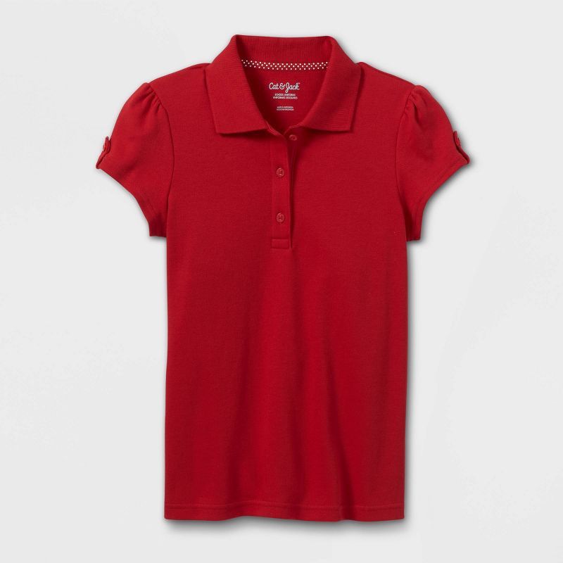 Girls' Short Sleeve Interlock Uniform Polo Shirt - Cat & Jack™ Red | Target