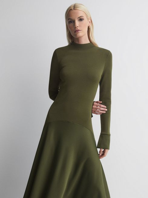Florere Knitted Satin Midi Dress | Reiss UK