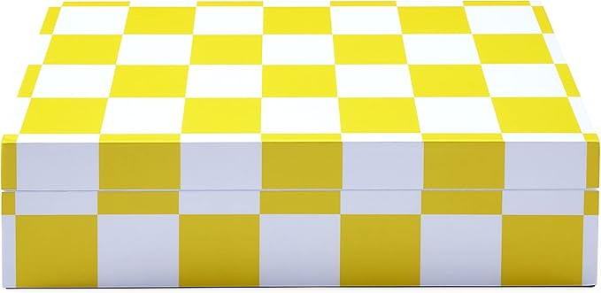 Jonathan Adler Large Checkerboard Lacquer Box, Yellow | Amazon (US)