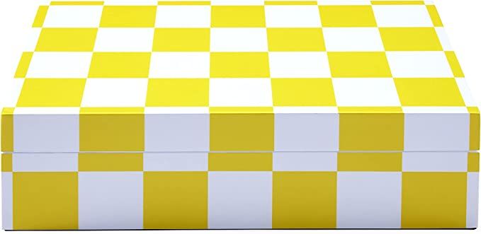 Jonathan Adler Large Checkerboard Lacquer Box, Yellow | Amazon (US)