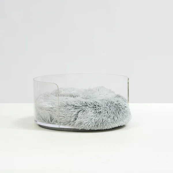 Clear Acrylic Round Pet Bed with Doughnut Cushion | Wayfair North America