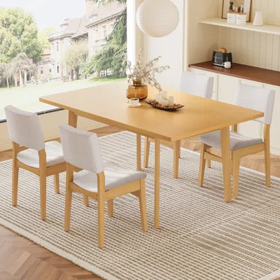 Modern Dining Table Sets With Upholstered Chairs, Solid Wood, Space-saving For Kitchen | Wayfair North America