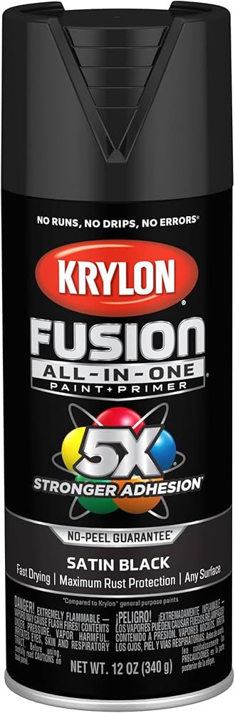 Krylon Fusion All-In-One Adhesive Spray Paint for Indoor/Outdoor Use, 12 oz, Black | Amazon (US)