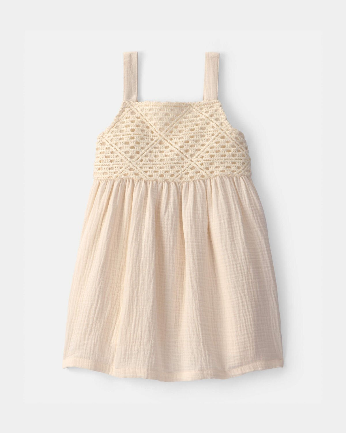 Toddler Girl Crochet Gauze Dress - Ivory | Carter's | Carter's Inc