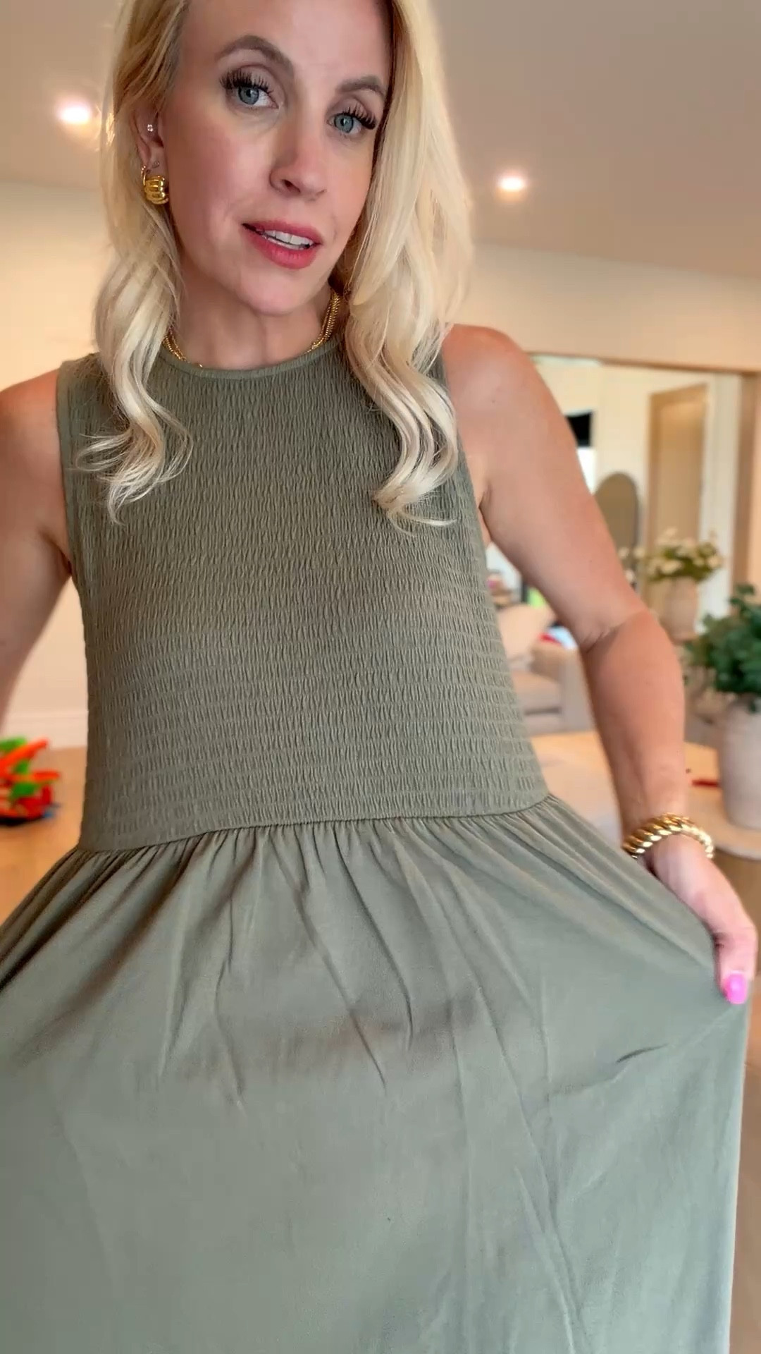 This dress is so comfy it feels like a t shirt and is $20! I’m wearing a size ML