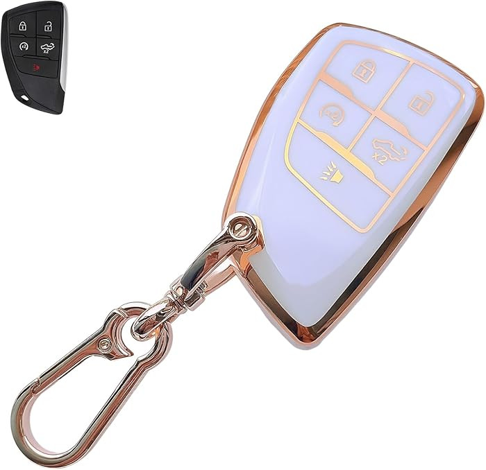 for Chevy Gmc Key fob Cover with Keychain,White Soft TPU Protection Key Case Shell,5 Buttons Comp... | Amazon (US)