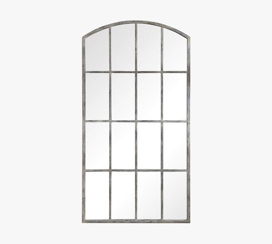 Open Box: Eva Arch Windowpane Floor Mirror, 42"W x 82"H - Ivory | Pottery Barn (US)