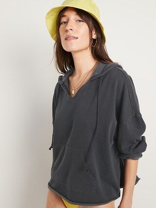Oversized Raw-Hem Pullover Hoodie for Women | Old Navy (US)
