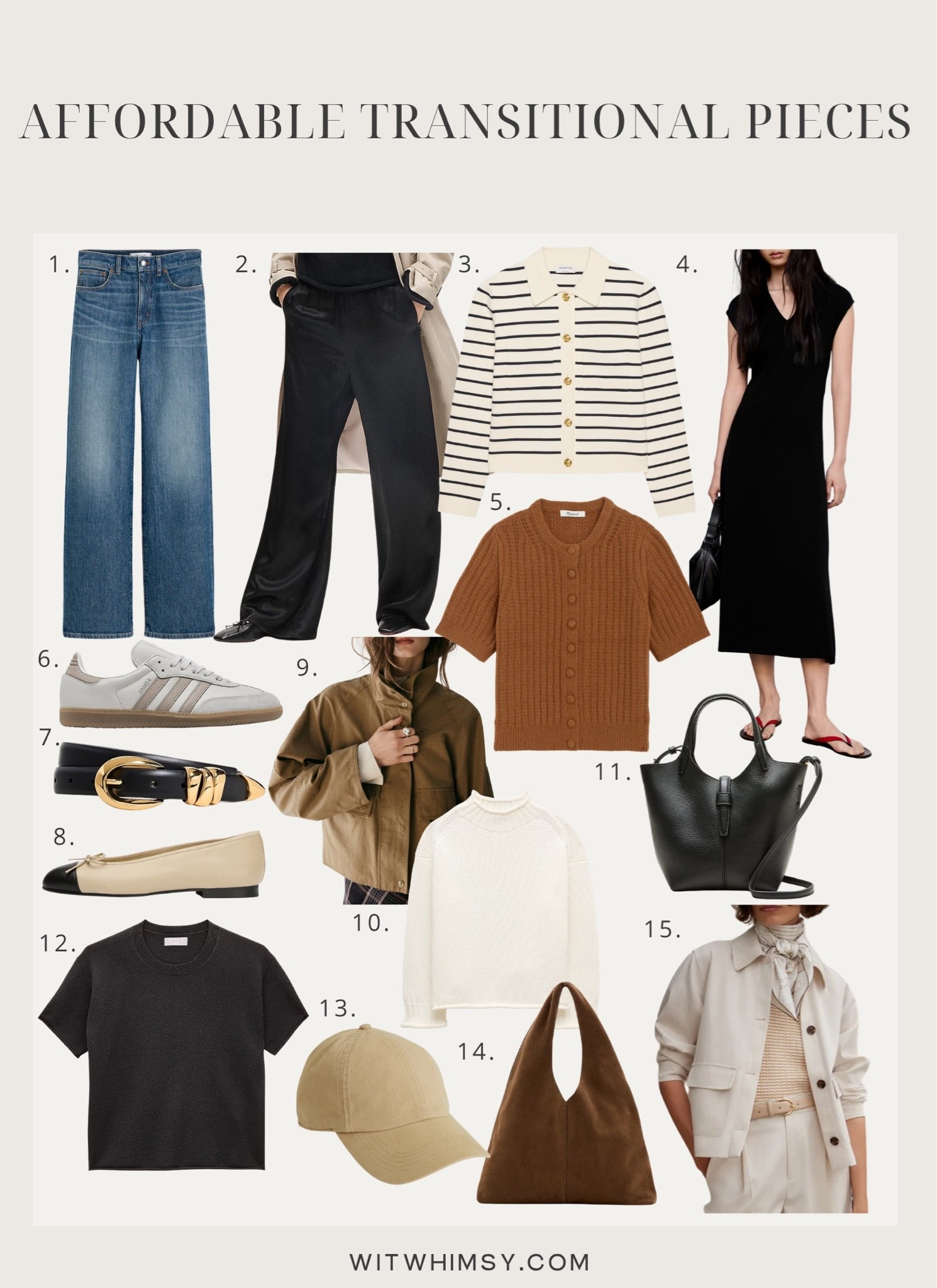 Transitional fall outfit ideas

Wide-leg jeans
Striped cardigan jacket
Midi dress
Cashmere tee
Ballet flats
Twill jacket

#LTKSeasonal #LTKTravel