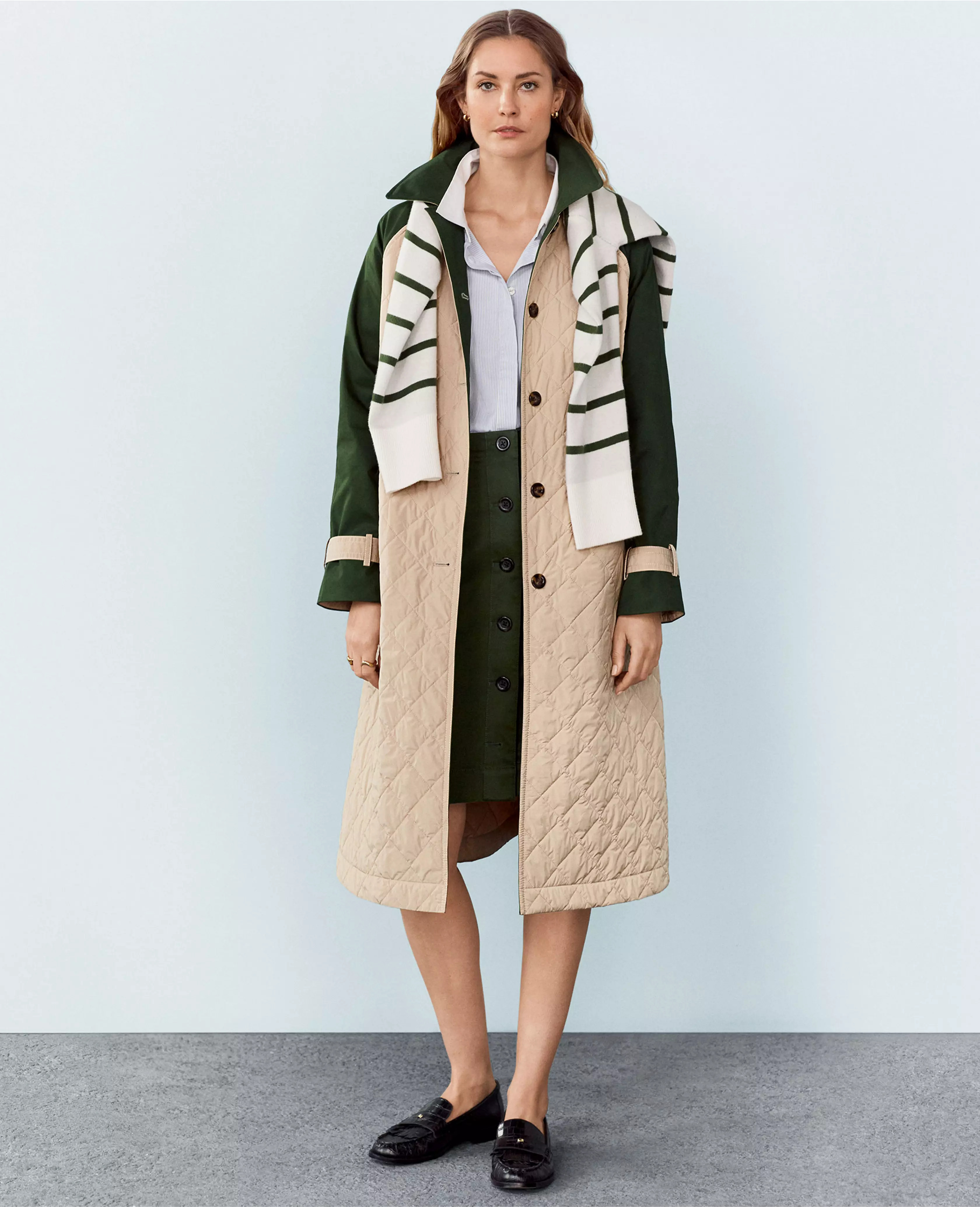 Quilted Mixed Media Mac Coat | Ann Taylor