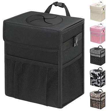 Capolo Car Trash Can with Lid, Leakproof Car Garbage Can Car Trash Bag | Waterproof, Trash Can fo... | Amazon (US)
