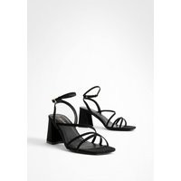 boohoo Women's Mid Block Heel Strappy Sandals in Black | Size: 5 | Boohoo.com (UK & IE)