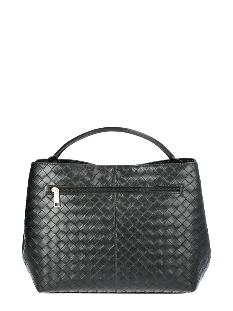 Time and Tru Women's Hazel Satchel Bag Handbag, Black | Walmart (US)