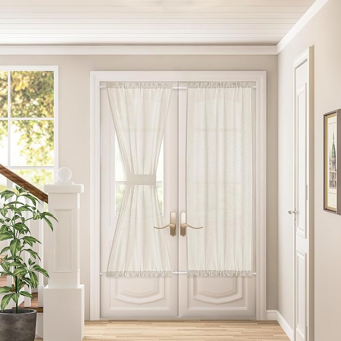 Decorative Door Curtains Light Filtering Drapes Rod Pocket Semi Transparent Natural French Farmho... | Amazon (US)