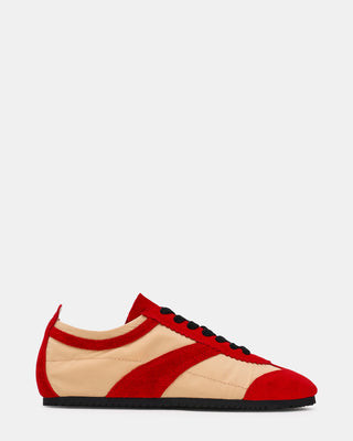 Steve Madden Women's Jaye Bone/red Lace-Up Sneakers - Bone Red - Size 8.5 - Leather | Steve Madden (US)