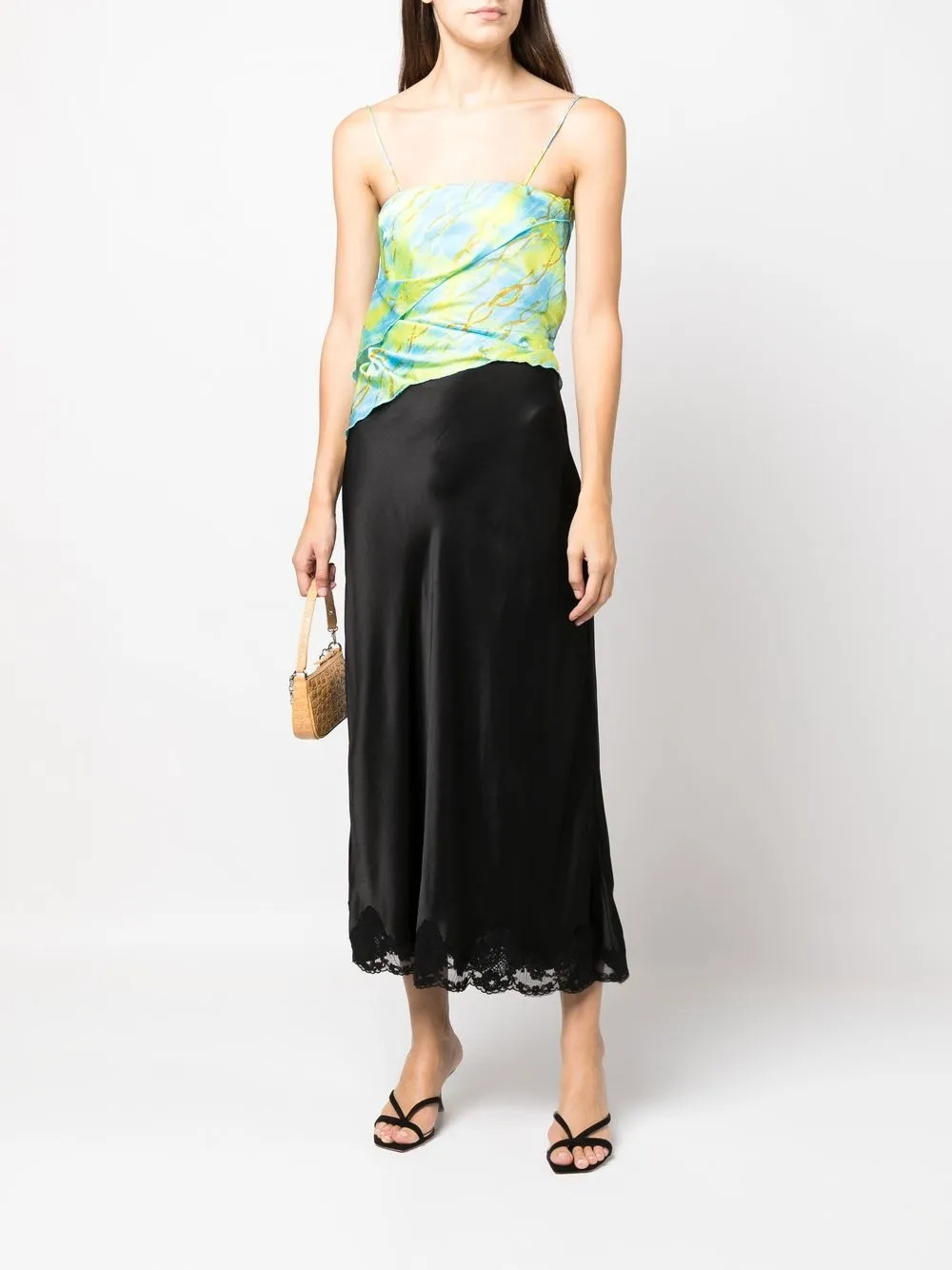 Rixo lace-trim Midi Skirt - Farfetch | Farfetch Global