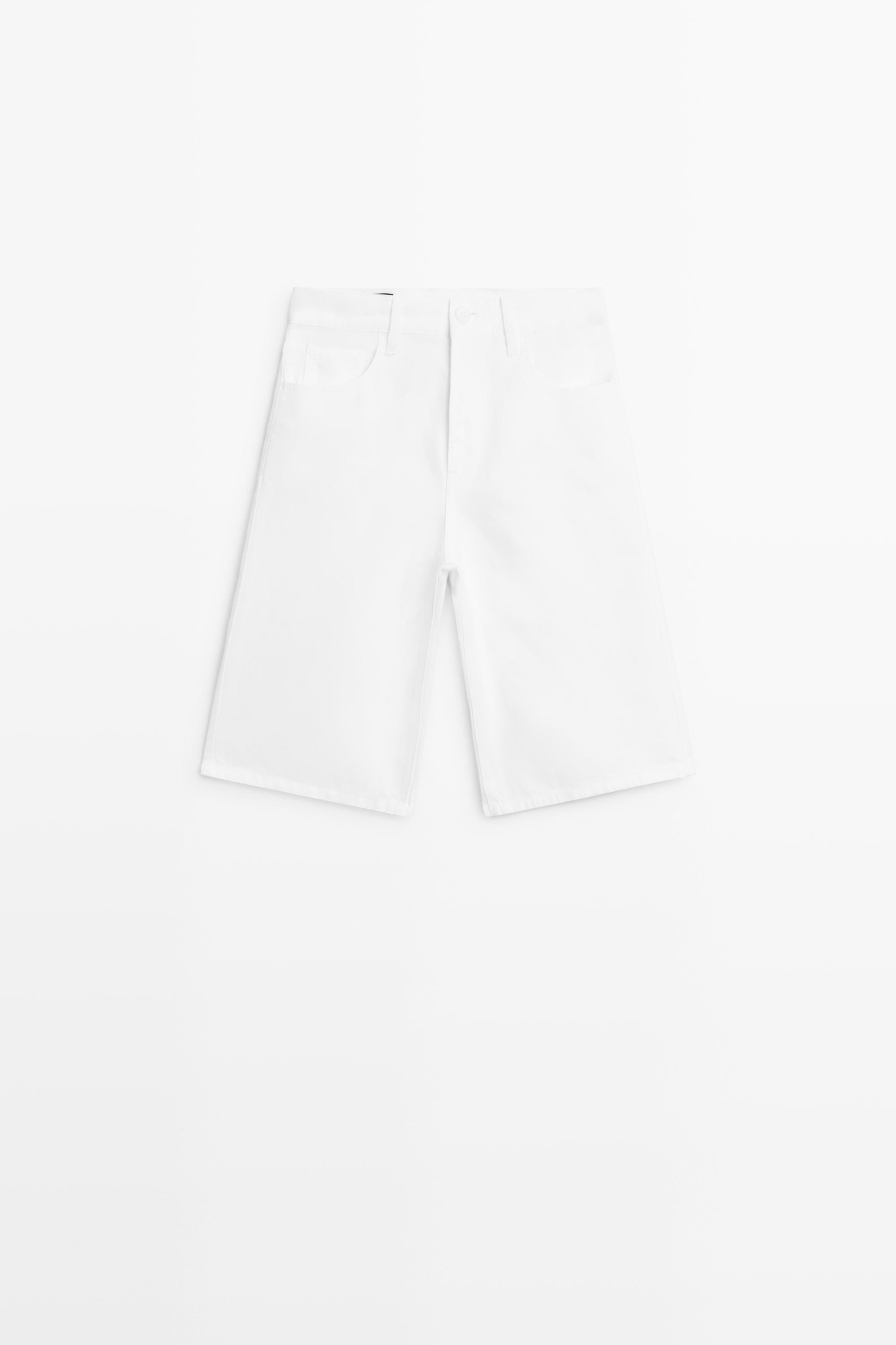 Cotton and linen blend Bermuda shorts | Massimo Dutti US
