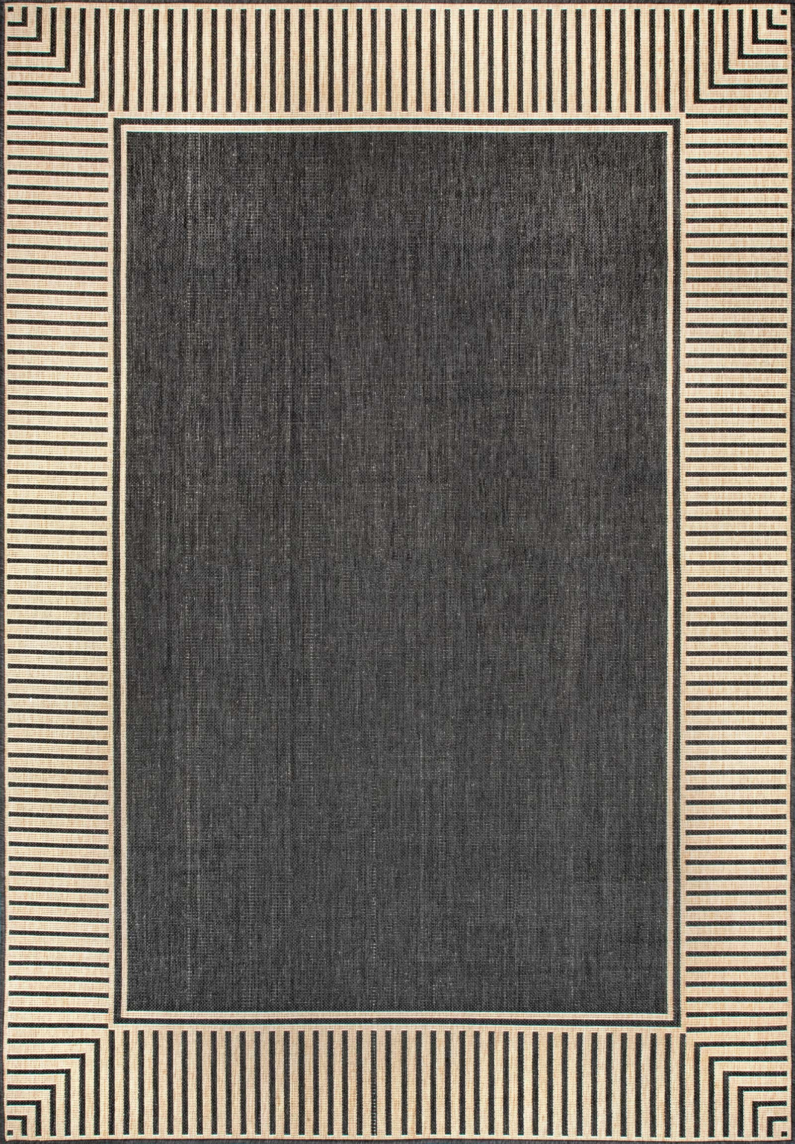 Color: Dark GreyStriped Border Indoor/Outdoor Flatweave Rug | Light Brown Light Brown swatchStrip... | Rugs USA