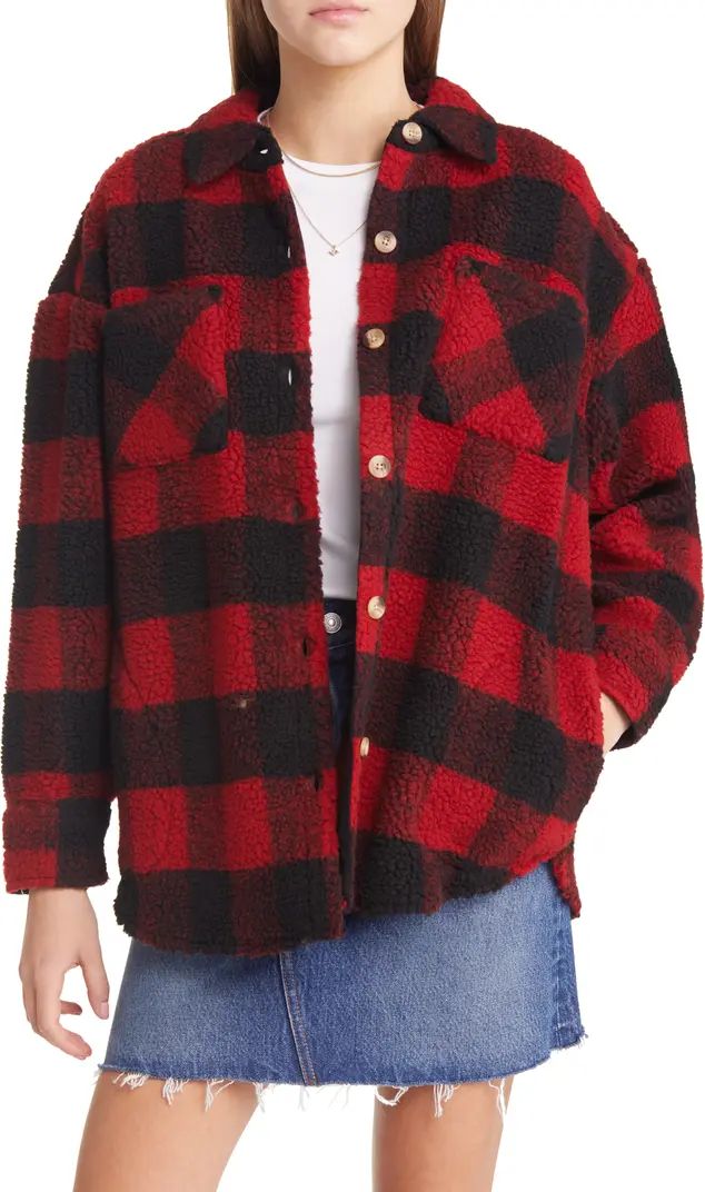 Plaid Faux Shearling Shirt Jacket | Nordstrom
