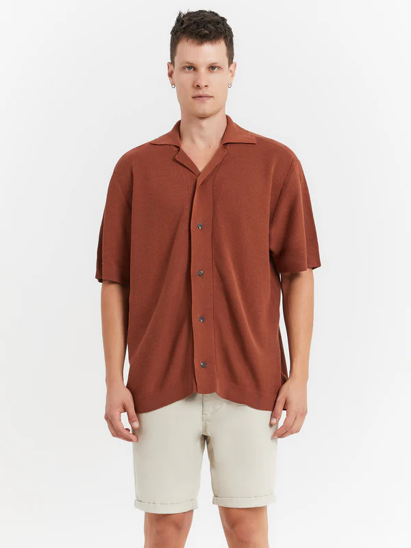 Hector Knit Shirt in Rust | Glue Store (Australia & NZ)