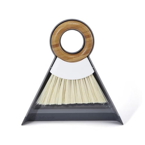 Full Circle Tiny Team Mini Compact Brush & Dustpan Set, Portable Handheld Broom for Quick Cleanups, Ideal for Home, Bathroom, Kitchen Countertops. Bamboo Hand Broom & Small Crumb Sweeper, White | Amazon (US)