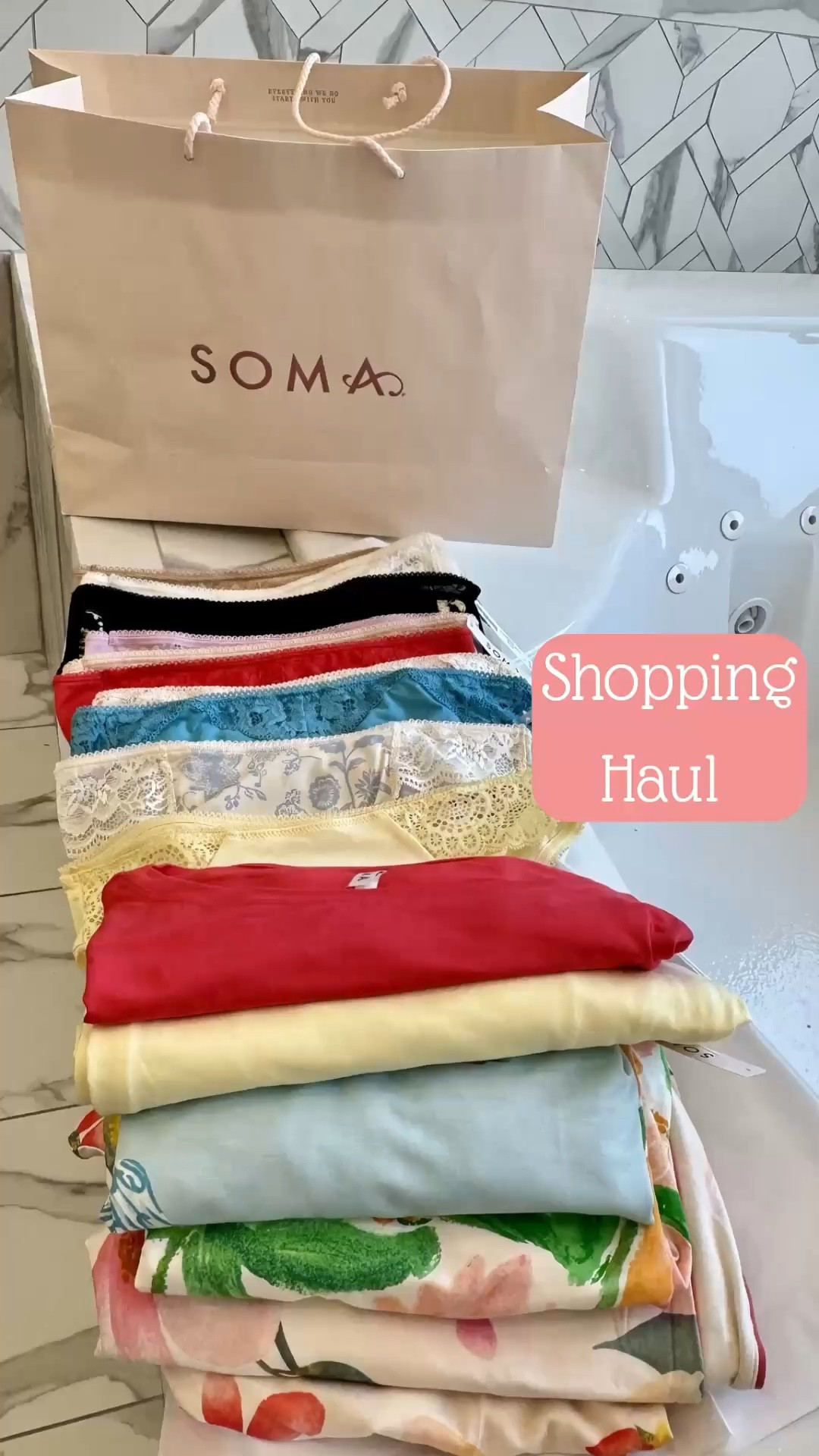 I really needed new intimates and sleepwear, and Soma is my favorite place to shop. I love my new soft and comfortable sleepwear, especially the sleep shirts. They're a staple in my nighttime wardrobe.

I was excited to see their new spring collection, which includes vibrant and beautiful colors. I'm loving the seashell collection and wearing the sleep shirts in a size XS. They were buy one, get one 50% off.

￼ The cami, crop pants, and yellow sleep gown are a size S. I always like having a pair of pajamas with pants for lounging around. The shelf bra on the cami provides enough coverage to be worn without a robe. The nightgown is slightly see-through, so keep that in mind when wearing it around the house. It also comes in black.

Soma is having a fantastic sale right now! When you buy three pairs of panties, you'll get three more free. As you can see, I scored big in this area. The vanishing edge pants are my go-to for the gym or when wearing a fitted dress. The band doesn’t show through my gym leggings or most dresses. They offer the vanishing edge in various styles, including options without lace if that’s a concern. If you're considering updating your lingerie drawer, this is a great opportunity. There's no better time than now to shop at Soma!

#LTKSpringSale #LTKselfcare #LTKOver40