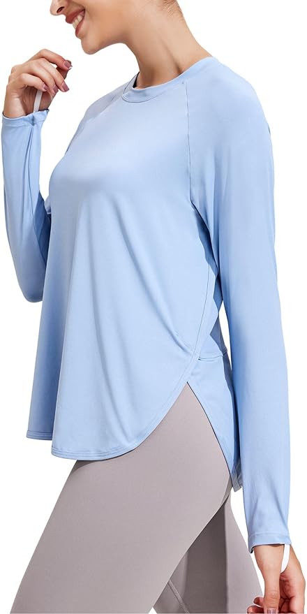 PINSPARK Long Sleeve Workout Tops for Women Moisture Wicking Yoga Shirts Hiking Athletic Loose Fi... | Amazon (US)