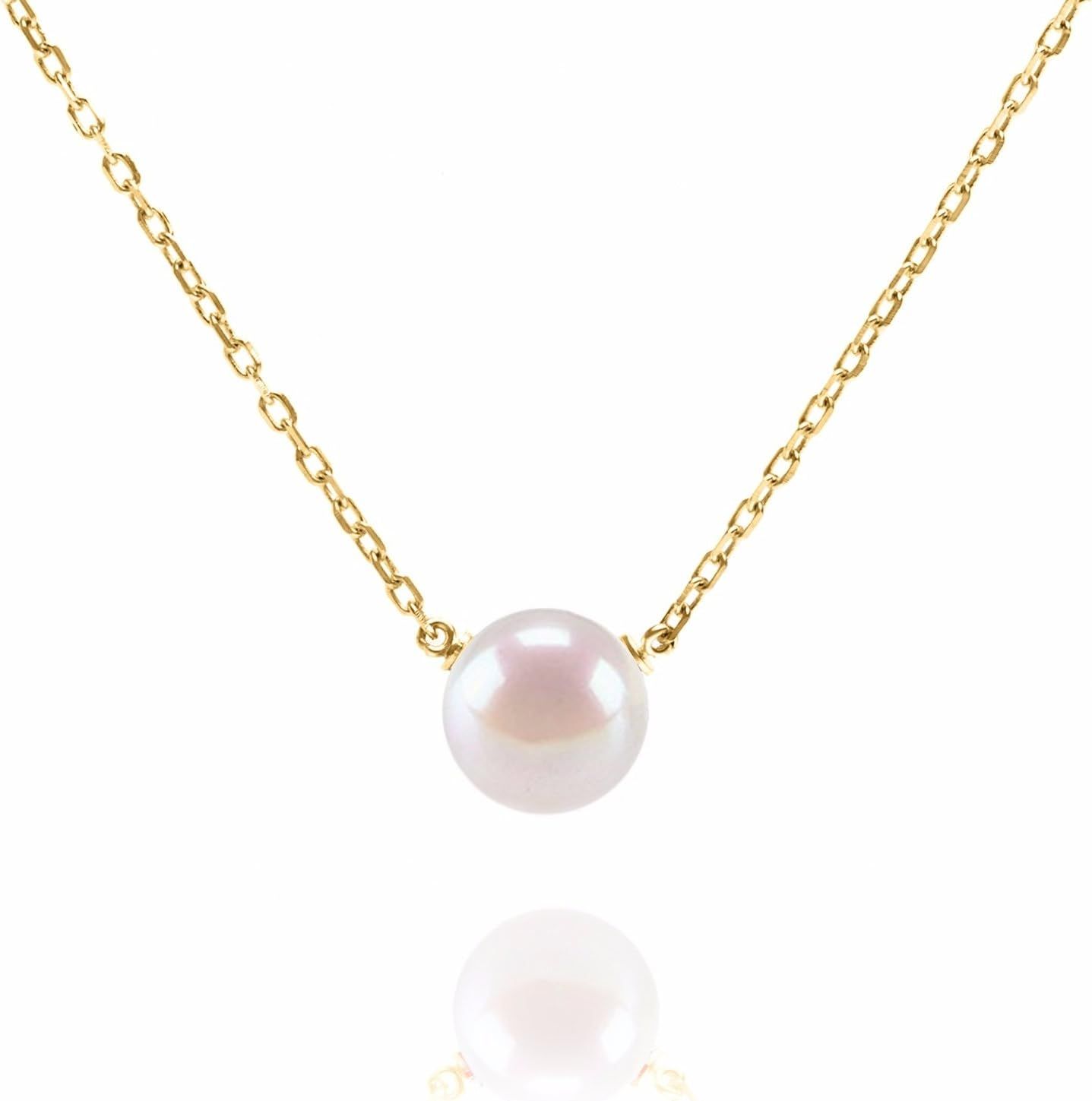PAVOI Handpicked AAA+ Freshwater Cultured Single Pearl Necklace Pendant | Gold Necklaces for Wome... | Amazon (US)
