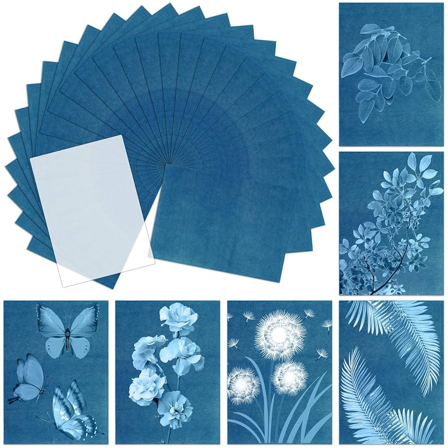 NOVWANG 30 Pcs Cyanotype Paper, Sun Print Paper Kit with Acrylic Board Solar Activated Art for Na... | Amazon (US)