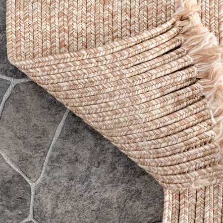 Tan Ashen Braided Tassel Indoor/Outdoor 3' x 5' Area Rug | Rugs USA