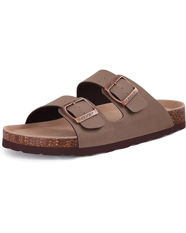 Women's Cork Footbed Slide Sandal, Arch Support Summer Outdoor Sandals with Adjustable Buckle | Amazon (US)