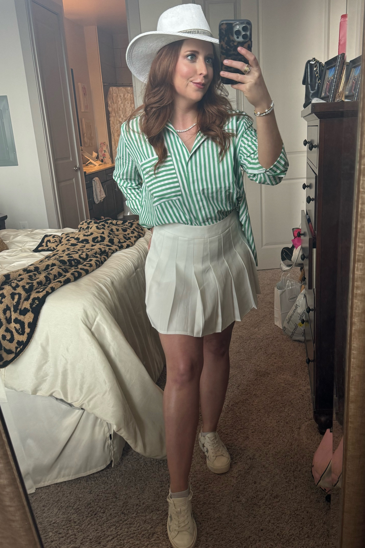 Small in button down, size 8 in skirt(a little big), shoes are out of stock but linked♥️hat is Nikki beach but can’t find the exact one

#LTKfindsunder100 #LTKsalealert #LTKfindsunder50