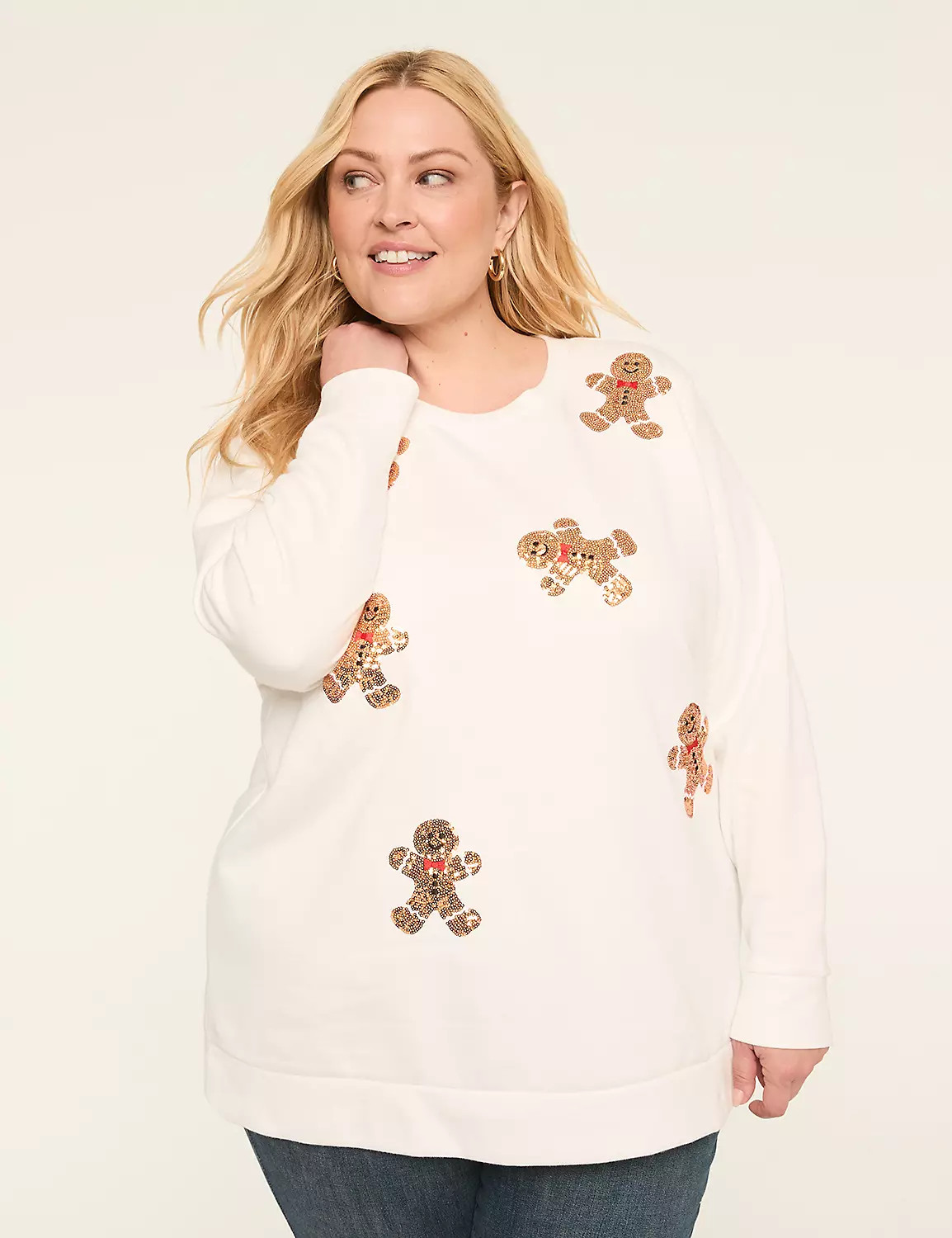 Sequin Gingerbread Graphic Sweatshirt | Lane Bryant (US)