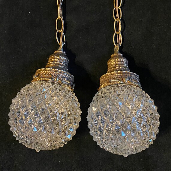 Vintage Hollywood Regency Double Cut Glass Globe Hanging - Etsy | Etsy (US)