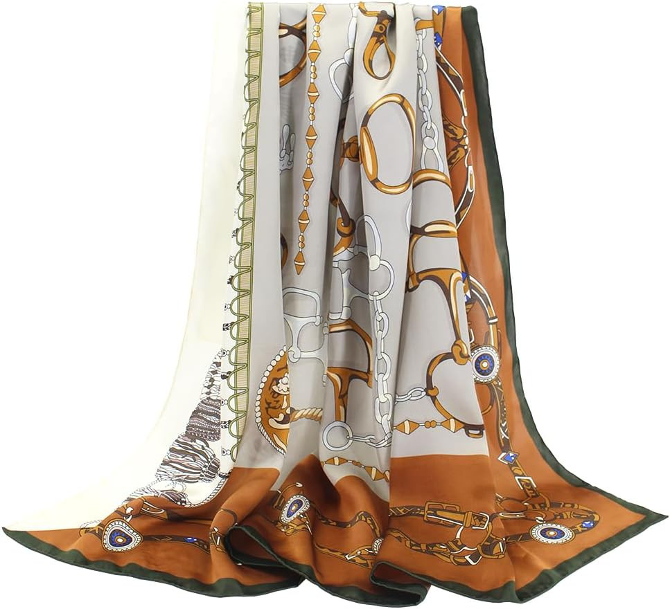 100% Silk Scarf 43" Large Square Shawl Women Hair Wraps-Gift Packed | Amazon (US)