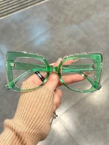Big Cat Eye Transparent Frame Jelly-Colored Lens Glasses, Fashion Eye-Catching Decor For Parties,... | SHEIN