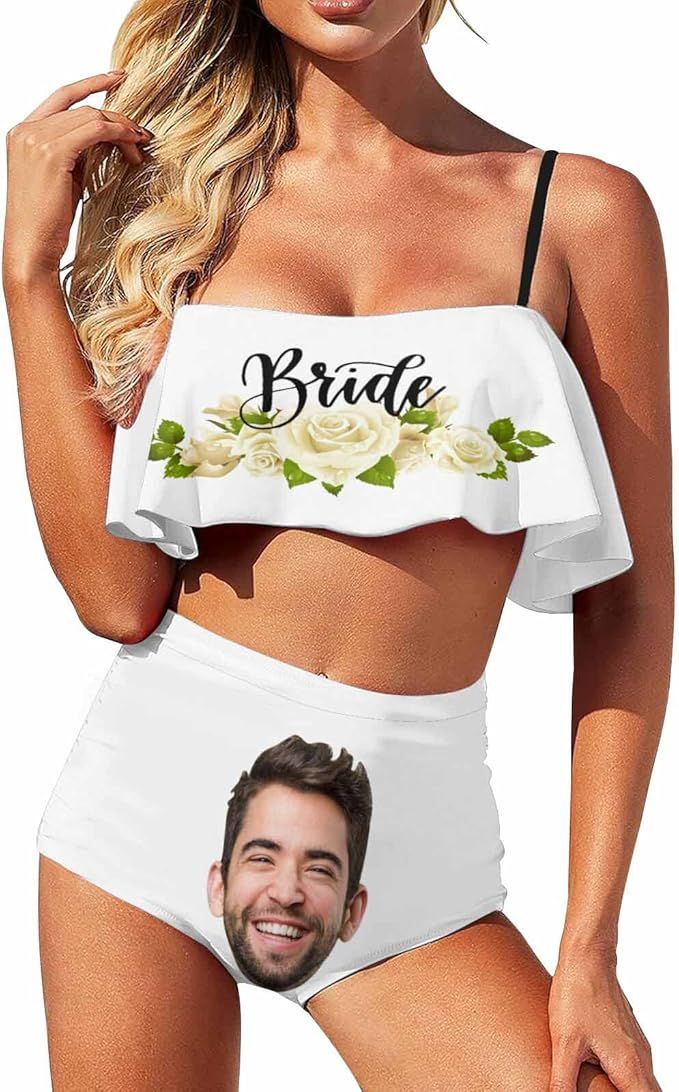 Custom Face Swimsuit for Bride Babe Squad Bridesmaid Personalzied Face Bachelorette Party Womens ... | Amazon (US)