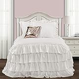 Lush Decor White Allison Ruffle Skirt Bedspread Shabby Chic Farmhouse Style Lightweight 2 Piece Set  | Amazon (US)