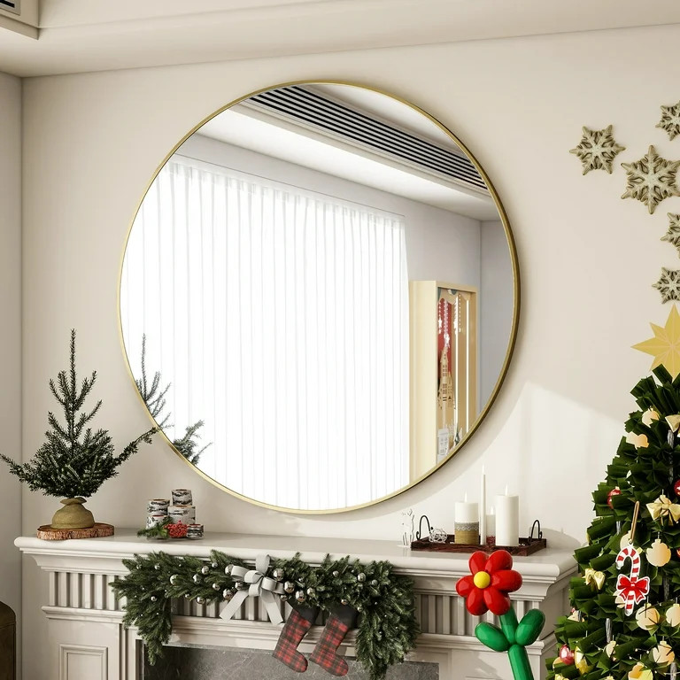 BEAUTYPEAK 36" Wall Mirror Bathroom Mirror Wall Mounted Round Mirror, Gold | Walmart (US)