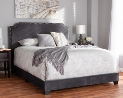 Velvet Upholstered Bed, Dark Gray | Ashley Homestore