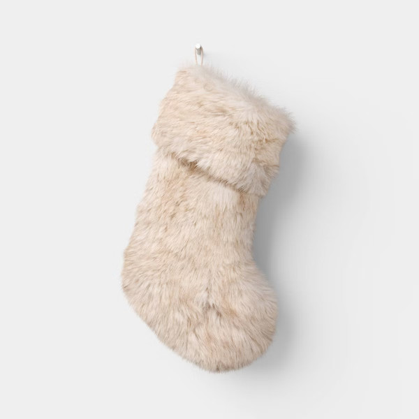 Faux Fur Stocking, Ivory
