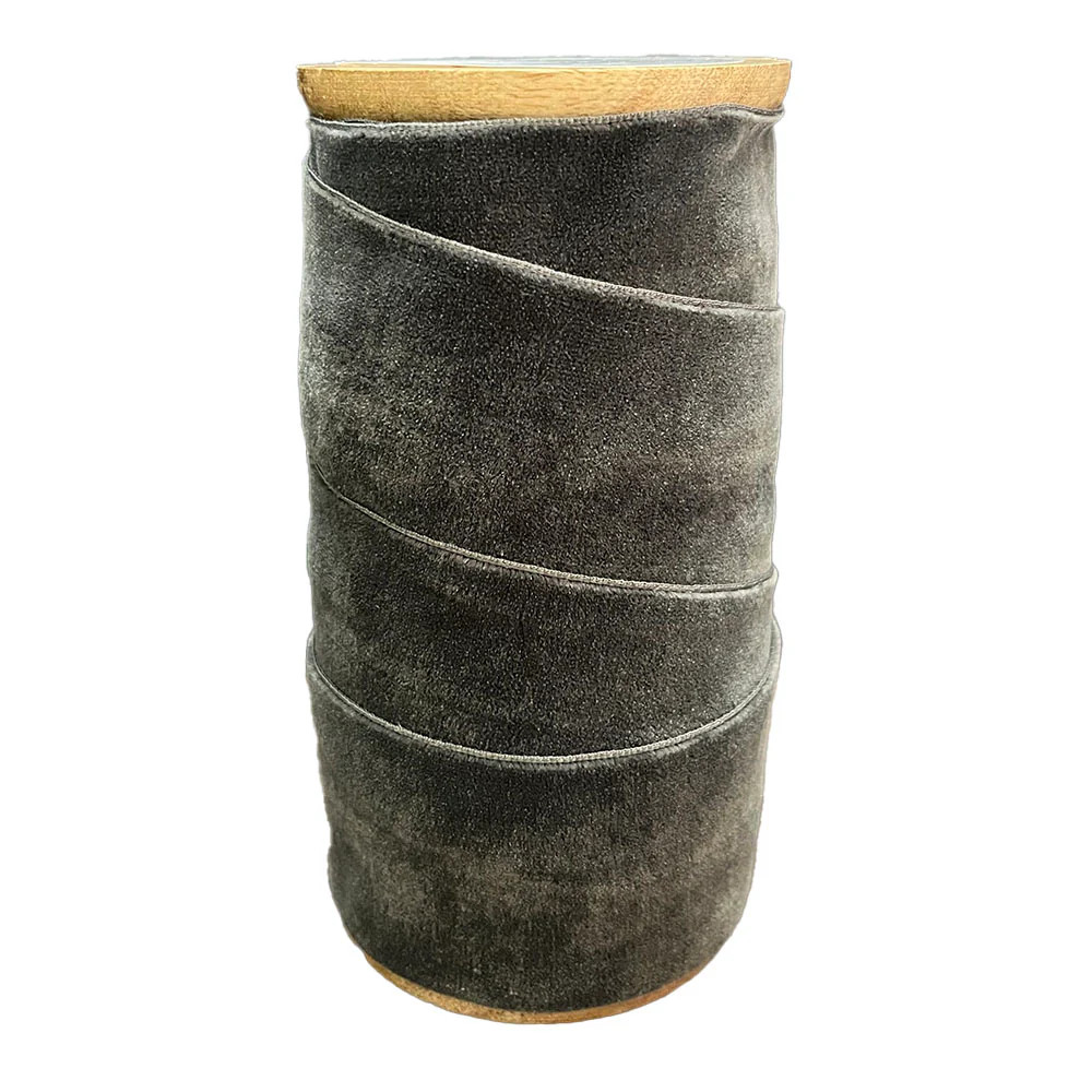 Wide Hand Dyed Velvet Ribbon Dark Grey | CG Hunter