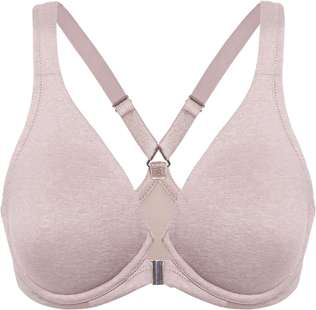 DELIMIRA Women's Front Closure Racerback Bras Plunge Unlined Underwire Full Coverage Seamless Bra... | Amazon (US)