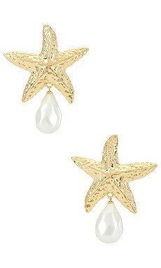 self-portrait Mottled Gold Sea Star Pearl Earrings in Gold from Revolve.com | Revolve Clothing (Global)