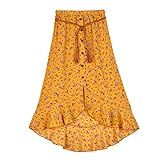 Amy Byer Girls' Ruffle Front Maxi Skirt, Mustard/Red Floral, Medium | Amazon (US)