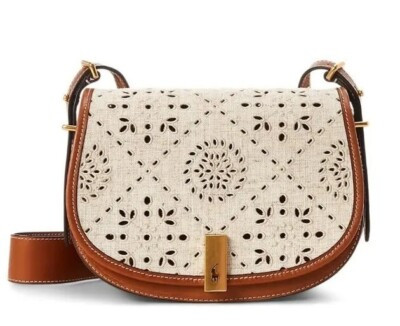 Polo Ralph Lauren ID Eyelet Saddle Crossbody Bag Clutch Tan Leather Equestrian  | eBay | eBay US